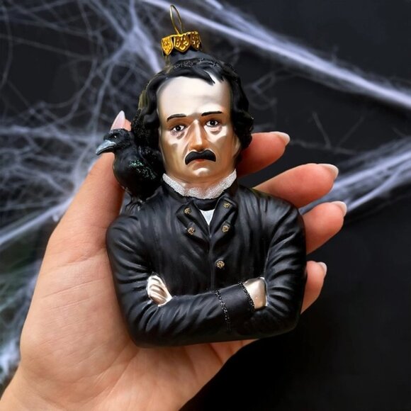 New Edgar Allan Poe Raven Glass Christmas Ornament (USA) - Picture 3 of 7